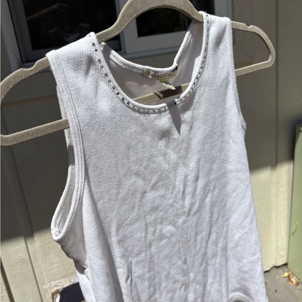 White bejeweled tank top